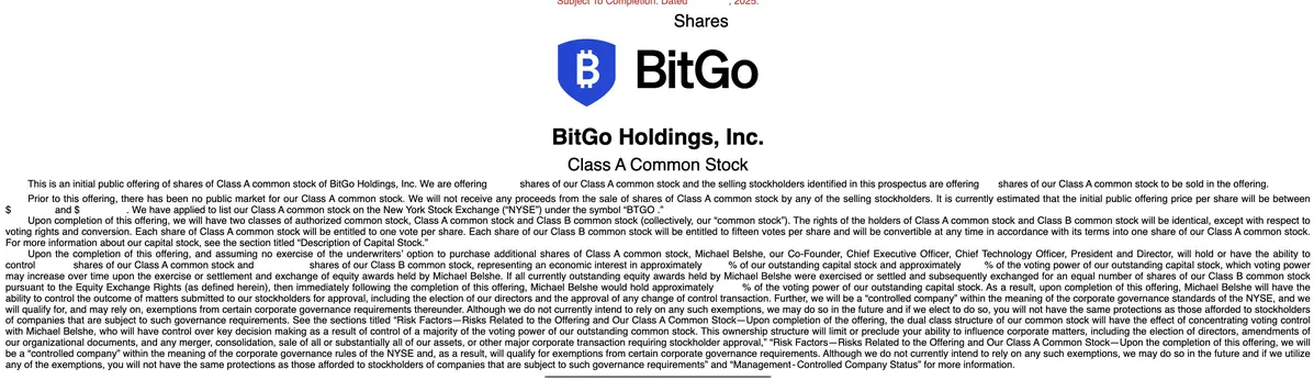 BitGo dự kiến chào bán cổ phiếu phổ thông loại A.webp