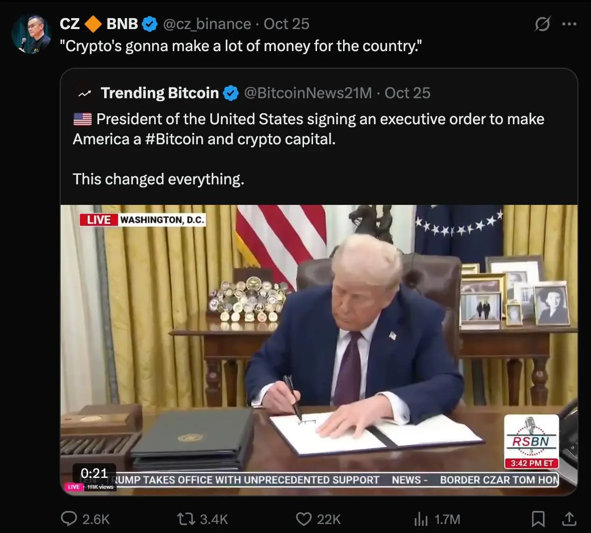 Trump ký lệnh ân xá cho CZ.jpg