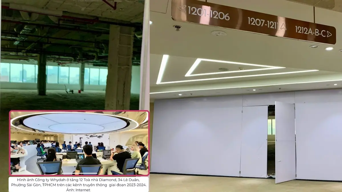 Hình ảnh ghi nhận ngày 1-11-2025 tại vị trí trước đây của Công ty Whydah ở tầng 12 Toà nhà Diamond, 34 Lê Duẩn, Phường Sài Gòn, TP. Hồ Chi�.webp