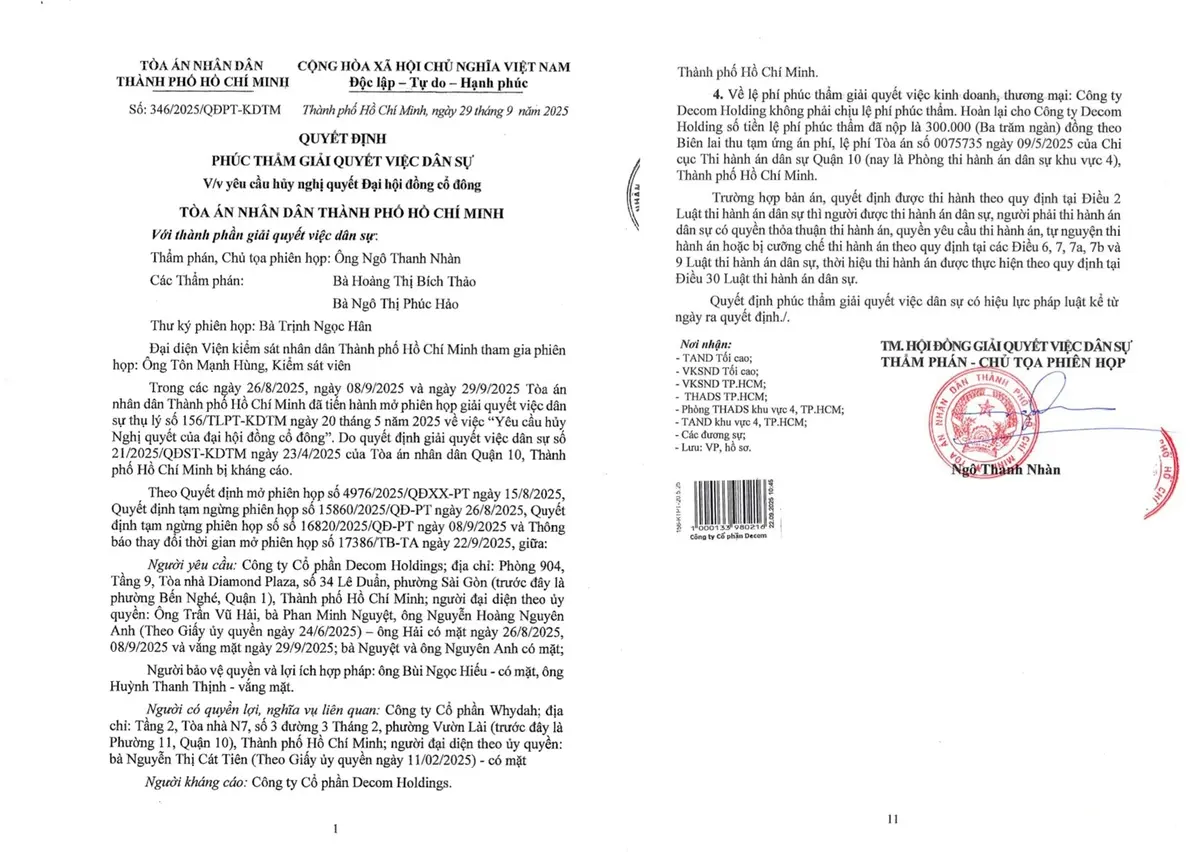 Quyết định Phúc thẩm số 346-2025-QĐPT-KDTM .webp