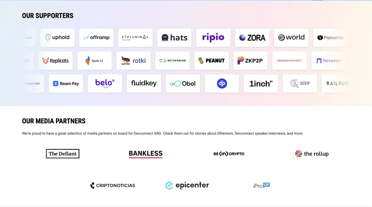 Các đơn vị tài trợ và đối tác truyền thống của sự kiện Devconnect 2025. .webp