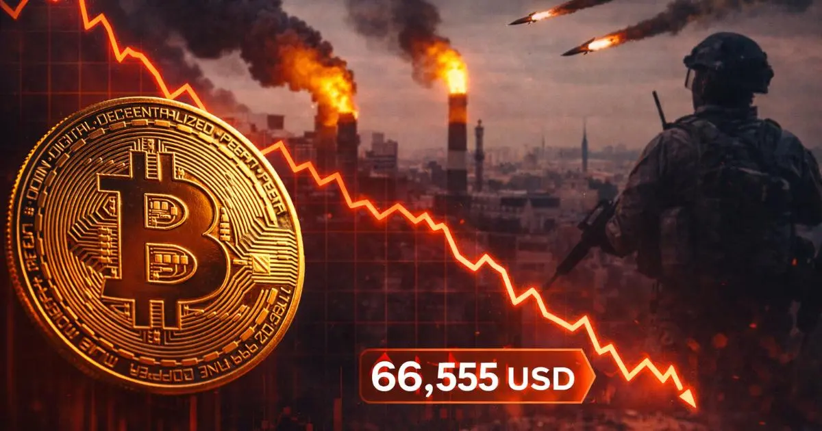 Bitcoin lùi về 66.555 USD khi thị trường crypto tiếp tục chịu áp lực từ rủi ro địa chính trị